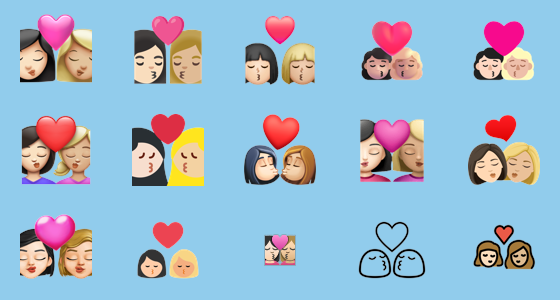 ๐ฉ๐ปโ ๏ธโ๐โ๐ฉ๐ผ Kiss: Woman, Woman, Light Skin Tone, Medium-Light Skin Tone ...