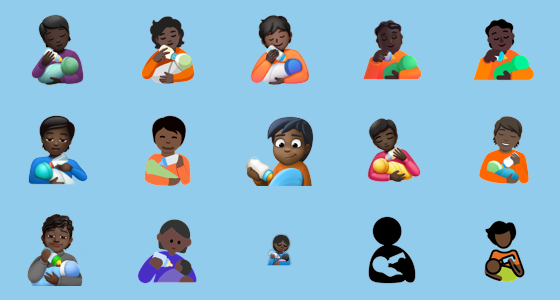 ๐ง๐ฟโ๐ผ Person Feeding Baby: Dark Skin Tone on Google Noto Color Emoji 16. ...