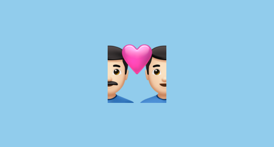👨🏻‍ ️‍👨🏻 Casal Apaixonado: Homem, Homem, Pele Clara Emoji on Apple iOS 16.4