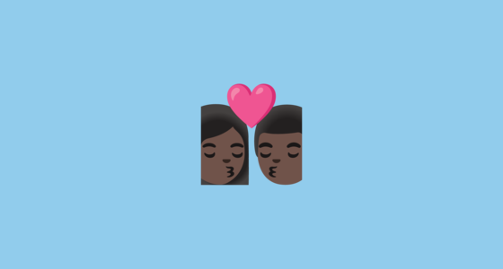 👩🏿 ️💋👨🏿 Kiss: Woman, Man, Dark Skin Tone Emoji on Google Noto Color ...