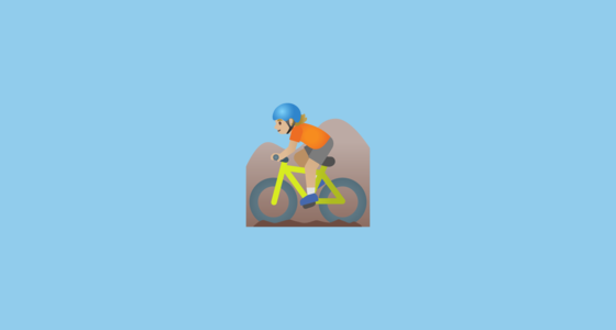 🚵🏼 Person Mountain Biking: Medium-Light Skin Tone Emoji on Google Noto ...