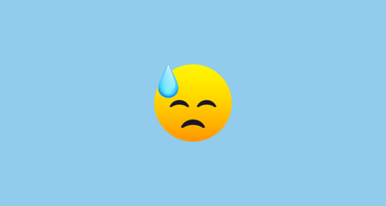 😓 식은땀 흘리는 얼굴 Emoji on JoyPixels 7.0