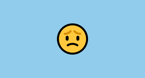 😟 Worried Face Emoji on Microsoft Windows 10 October 2018 Update