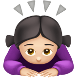 Apple iOS 13.3の??‍♀️ おじぎする女: 薄い肌色