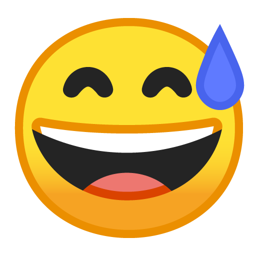 😅 Grinning Face with Sweat on Google Noto Color Emoji Android 8.1