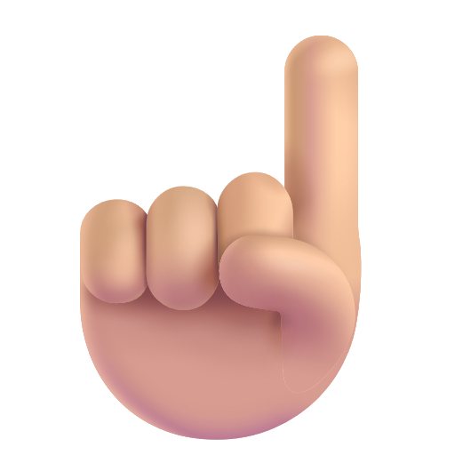 ☝🏼 Index Pointing Up: Medium-Light Skin Tone on Microsoft 3D Fluent 15.1