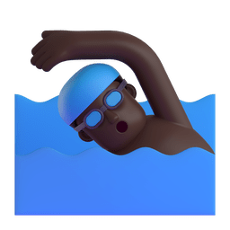 Man Swimming: Dark Skin Tone on Microsoft Teams 1.0