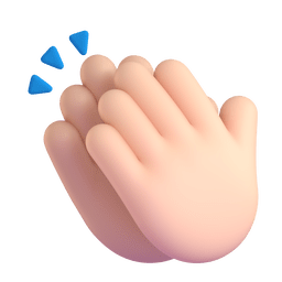 👏🏻 Clapping Hands: Light Skin Tone on Microsoft Teams (3D Animated) 15.1