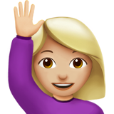 Person Raising Hand: Medium-Light Skin Tone on Apple iOS 11.3
