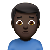 Man Frowning: Dark Skin Tone on Apple iOS 11.3