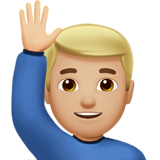 Man Raising Hand: Medium-Light Skin Tone on Apple iOS 11.3
