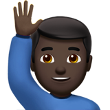 Man Raising Hand: Dark Skin Tone on Apple iOS 11.3