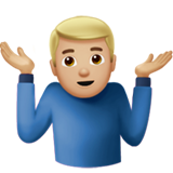 Man Shrugging: Medium-Light Skin Tone on Apple iOS 11.3