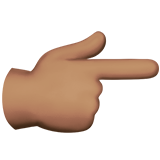 Backhand Index Pointing Right: Medium Skin Tone on Apple iOS 11.3