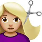 Woman Getting Haircut: Medium-Light Skin Tone on Apple iOS 11.3