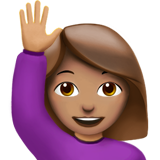 Woman Raising Hand: Medium Skin Tone on Apple iOS 11.3
