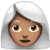 Woman: Medium Skin Tone, White Hair on Apple iOS 12.1