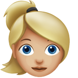 Woman: Medium-Light Skin Tone, Blond Hair on Apple iOS 13.1
