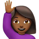 Person Raising Hand: Medium-Dark Skin Tone on Apple iOS 13.1