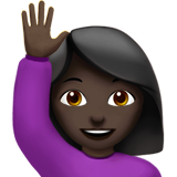 Person Raising Hand: Dark Skin Tone on Apple iOS 13.1