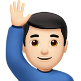Man Raising Hand: Light Skin Tone on Apple iOS 13.1