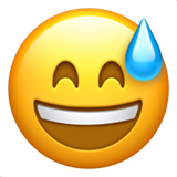 Grinning Face with Sweat on Apple iOS 13.1