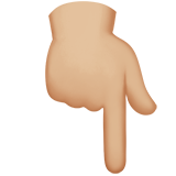 Backhand Index Pointing Down: Medium-Light Skin Tone on Apple iOS 13.1