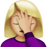 Woman Facepalming: Medium-Light Skin Tone on Apple iOS 13.1