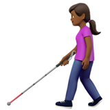 Woman with White Cane: Medium-Dark Skin Tone on Apple iOS 13.2