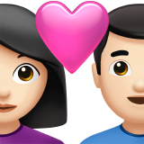 Couple with Heart: Woman, Man, Light Skin Tone on Apple iOS 14.5