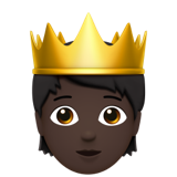 Person with Crown: Dark Skin Tone on Apple iOS 15.4