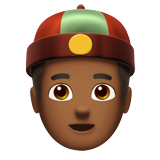 Person with Skullcap: Medium-Dark Skin Tone on Apple iOS 15.4