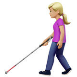 Woman with White Cane: Medium-Light Skin Tone on Apple iOS 15.4
