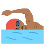 Person Swimming: Medium-Dark Skin Tone on JoyPixels 2.2