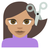 Person Getting Haircut: Medium Skin Tone on JoyPixels 2.2.5