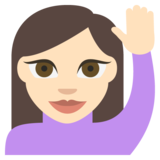 Person Raising Hand: Light Skin Tone on JoyPixels 2.2.5