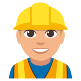 Man Construction Worker: Medium-Light Skin Tone on JoyPixels 3.0