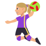 Woman Playing Handball: Medium-Light Skin Tone on JoyPixels 3.0