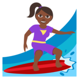 Woman Surfing: Dark Skin Tone on JoyPixels 3.0