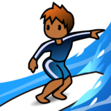Person Surfing: Medium-Dark Skin Tone on emojidex 1.0.19
