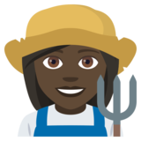 Woman Farmer: Dark Skin Tone on JoyPixels 4.0