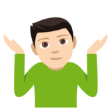 Man Shrugging: Light Skin Tone on JoyPixels 4.0