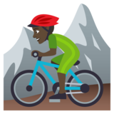 Person Mountain Biking: Dark Skin Tone on JoyPixels 4.0