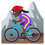 Woman Mountain Biking: Dark Skin Tone on JoyPixels 4.0