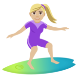 Woman Surfing: Medium-Light Skin Tone on JoyPixels 4.0