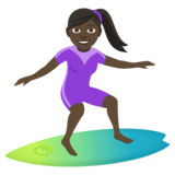 Woman Surfing: Dark Skin Tone on JoyPixels 4.0