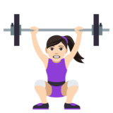 Woman Lifting Weights: Light Skin Tone on JoyPixels 4.0