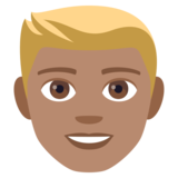 Man: Medium Skin Tone, Blond Hair on JoyPixels 4.5