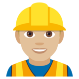 Man Construction Worker: Medium-Light Skin Tone on JoyPixels 4.5