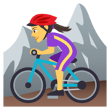 Woman Mountain Biking on JoyPixels 4.5
